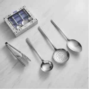 CONJUNTO UTENSILIOS 4 PEÇAS INOX FRATELLI  *IMAGEM ILUSTRATIVA*